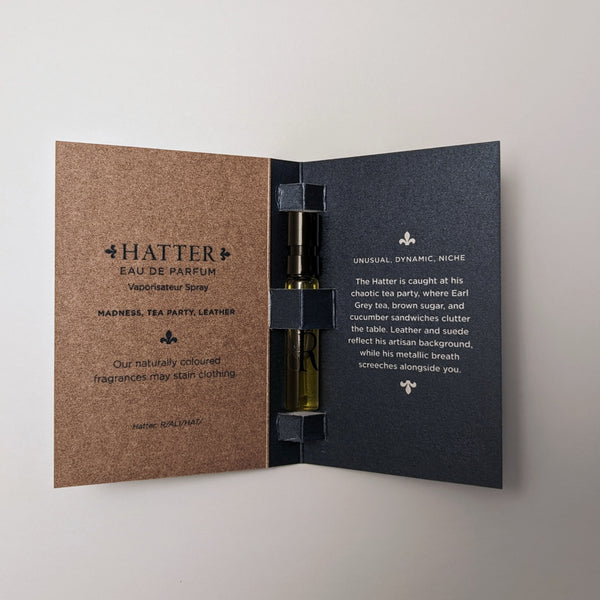 2ml sample, in sample card, of Hatter by Redolescent. 