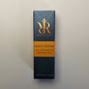 Travel size perfume packaging for Hive Mind, a niche perfume by Redolescent. Dark blue box with embossed logo, and a yellow band across the middle with name "Hive Mind".